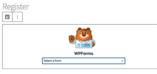 انتخاب فرم سفارشی WPforms